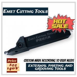 เครื่องมือตัด Emet เครื่องมือกลึงภายนอกพรากจากภายนอกและเครื่องมือเซาะร่องโดยเฉพาะอย่างยิ่งสำหรับการตัดเฉือนล้อโดยใช้ ISCAR GIDA80-40 แทรก GHGR/L2525-8, GHGR/L2525-6